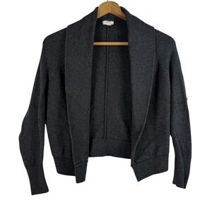 Lands' End Canvas Womens XS VTG Wool Blend Open Cropped Sweater Shrug Charcoal